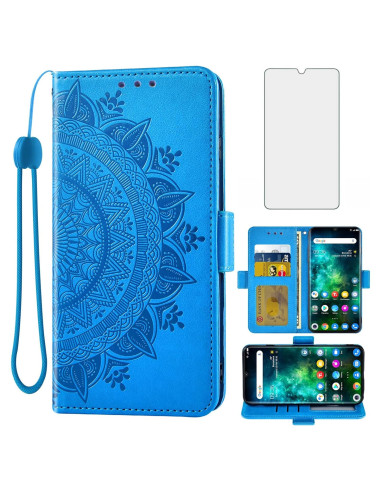Funda de Cartera Asuwish para TCL 10 Pro/Plus Azul con Protector