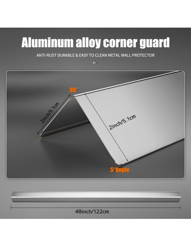 Protectores de Esquinas de Pared HelloaySen 2x2x121.92 cm Acero Inoxidable - Paquete de 10