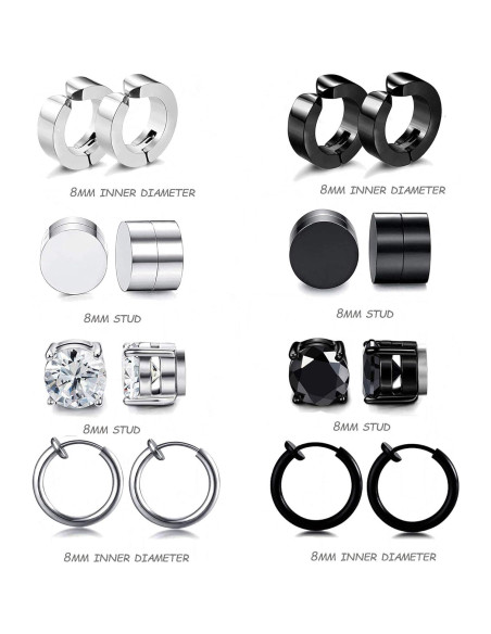Set 12 Pares Pendientes Magnéticos WAINIS Acero Inoxidable Set 12 Pares Pendientes Magnéticos WAINIS Acero Inoxidable