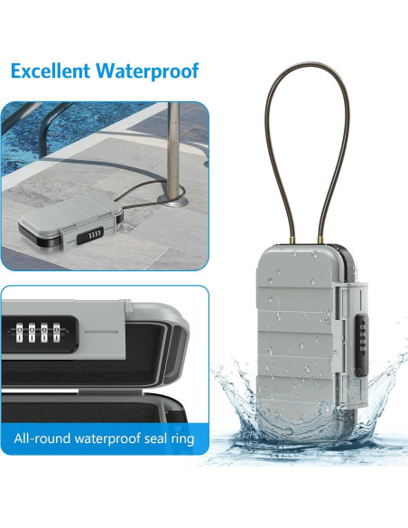 Caja de Seguridad Portátil AMIR Gris, Impermeable, 4 Dígitos Caja de Seguridad Portátil AMIR Gris, Impermeable, 4 Dígitos