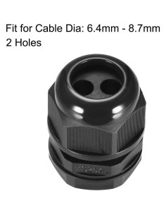 Conector Rosca M25 uxcell Impermeable IP68 2 Agujeros 6.4-8.7mm 2