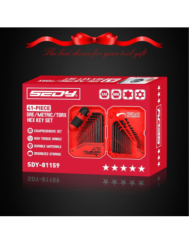 Juego de Llaves Allen Hexagonales 41 Piezas SEDY Cr-V