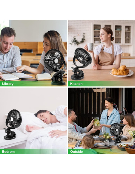 Ventilador de Clip ELZO 5000mAh Recargable Oscilante Negro Ventilador de Clip ELZO 5000mAh Recargable Oscilante Negro