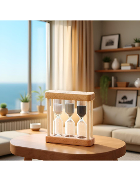 Reloj de Arena de Madera Htppzjr 1/3/5 Minutos Decorativo Reloj de Arena de Madera Htppzjr 1/3/5 Minutos Decorativo