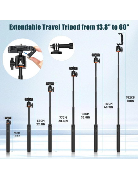 Trípode Ailight 2-en-1 Extensible 152.4 cm con Control Remoto Trípode Ailight 2-en-1 Extensible 152.4 cm con Control Remoto