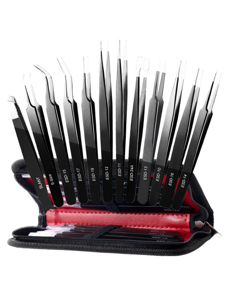 Juego de Pinzas de Precisión Antonki 12 Piezas con Estuche Juego de Pinzas de Precisión Antonki 12 Piezas con Estuche