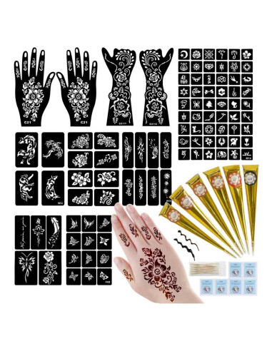 Kit de Tatuajes Temporales Funtigee 95 PCS 3 Colores DIY
