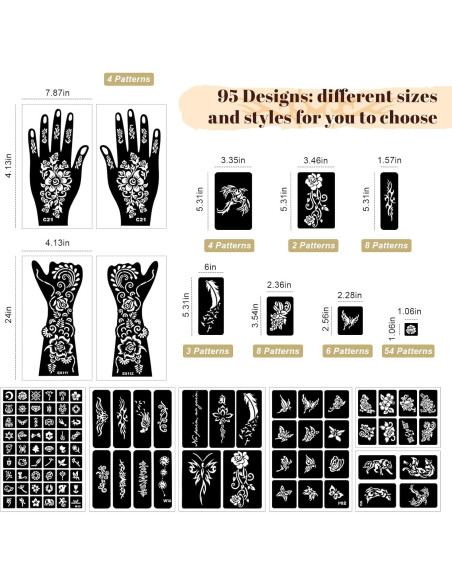 Kit de Tatuajes Temporales Funtigee 95 PCS 3 Colores DIY Kit de Tatuajes Temporales Funtigee 95 PCS 3 Colores DIY