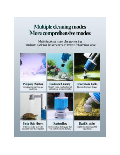 Limpiador de Grava para Acuarios UPETTOOLS 6 en 1 28W 1700L/h 2