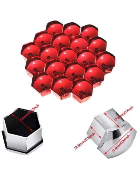 Cubiertas de Tuercas de Rueda 17mm Jannity 20 Piezas Rojo Cubiertas de Tuercas de Rueda 17mm Jannity 20 Piezas Rojo