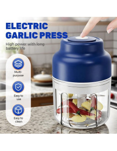Picador de Ajo Eléctrico NEKSKA 250ml Inalámbrico USB Azul 2