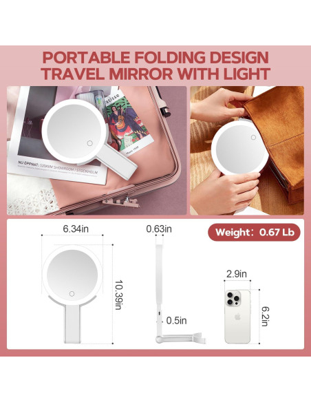 Espejo de Maquillaje Iluminado MIYADIVA 30X Aumento Blanco Espejo de Maquillaje Iluminado MIYADIVA 30X Aumento Blanco