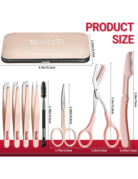 Kit de Cejas 8 en 1 TsMADDTs con Pinzas y Afeitadora Kit de Cejas 8 en 1 TsMADDTs con Pinzas y Afeitadora