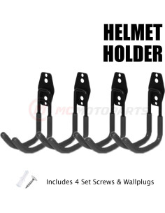 Soporte de Casco de Pared Negro MC MOTOPARTS x4 - 18.14 kg 2