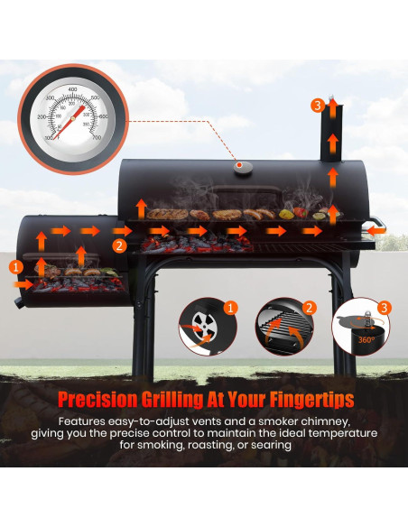 Parrilla de Carbón con Ahumador Offset SUNLIFER 15.3 kg Parrilla de Carbón con Ahumador Offset SUNLIFER 15.3 kg
