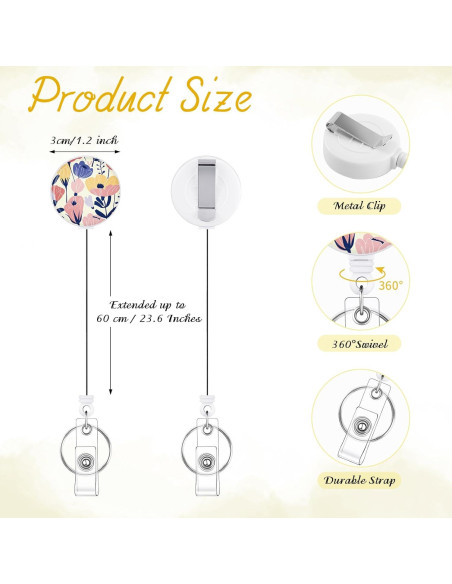 BESARME 3 Pack Porta Insignias Retráctil con Clip para Llaves BESARME 3 Pack Porta Insignias Retráctil con Clip para Llaves