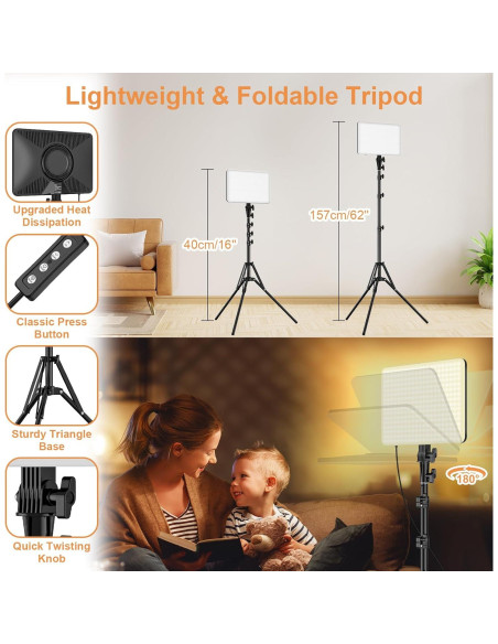 Kit de Luz de Video LED Anautin 15W 1700Lux con Trípode Kit de Luz de Video LED Anautin 15W 1700Lux con Trípode