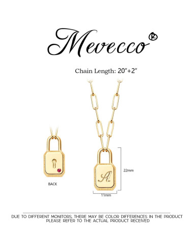 Collar de Candado Inicial Dainty MEVECCO Baño de Oro 18K 49.5-54.6 cm