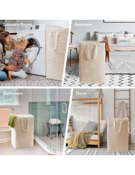Cesta de Ropa Plegable Lifewit 2 Pack 80L Beige Impermeable Cesta de Ropa Plegable Lifewit 2 Pack 80L Beige Impermeable