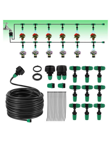 Kit de Riego por Goteo NRWRTY 10m con Nebulización Ajustable