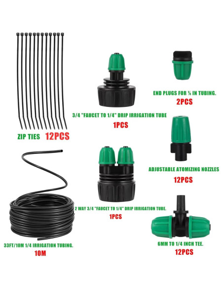 Kit de Riego por Goteo NRWRTY 10m con Nebulización Ajustable Kit de Riego por Goteo NRWRTY 10m con Nebulización Ajustable