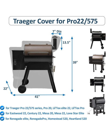 Funda para Parrilla Traeger Pro 22/575 600D Impermeable Funda para Parrilla Traeger Pro 22/575 600D Impermeable