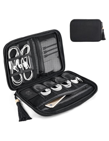 Organizador de Cables Mkono Mediano Negro Algodón 25.9x18cm