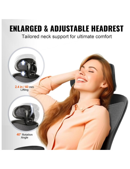 Silla de Oficina Ergonómica VEVOR con Soporte Lumbar Ajustable Silla de Oficina Ergonómica VEVOR con Soporte Lumbar Ajustable