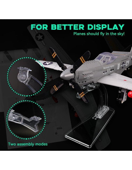 Modelo P-51 Mustang Artorbricks 258 Piezas Escala 1:26 Modelo P-51 Mustang Artorbricks 258 Piezas Escala 1:26