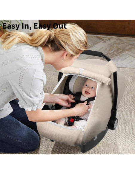 Cubierta de Asiento de Coche Rquite Beige para Bebé - Muslín Transpirable Cubierta de Asiento de Coche Rquite Beige para Bebé - Muslín Transpirable