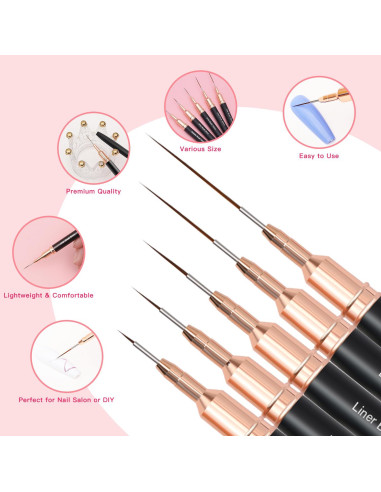Set de 5 Pinceles de Arte para Uñas Lerpdaoo - Detalles Finos