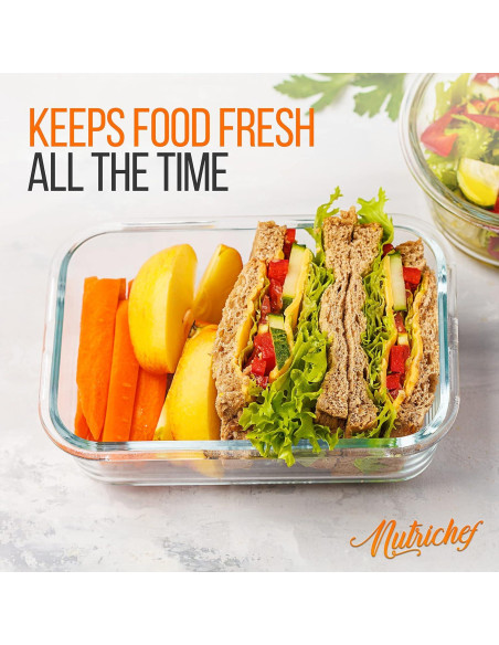 NutriChef Set de 10 Contenedores de Vidrio 30 oz a Prueba de Fugas NutriChef Set de 10 Contenedores de Vidrio 30 oz a Prueba de Fugas