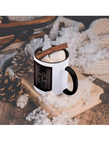 Taza 3dRose de cerámica 11oz cámara vintage TLR bicolor