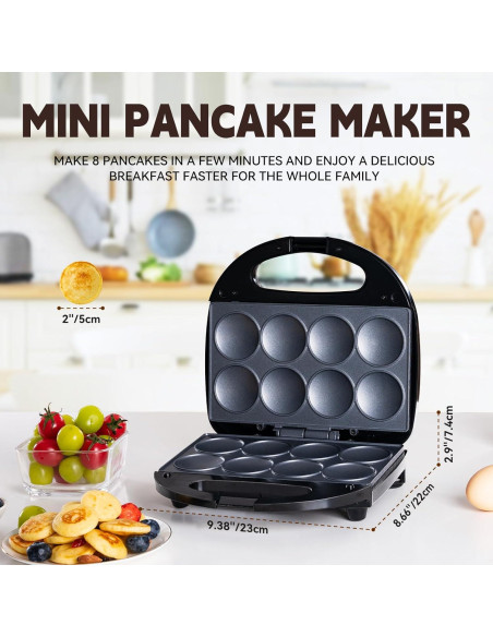 Mini Máquina de Pancakes SISYPHE 750W Antiadherente 8 Pcs Mini Máquina de Pancakes SISYPHE 750W Antiadherente 8 Pcs
