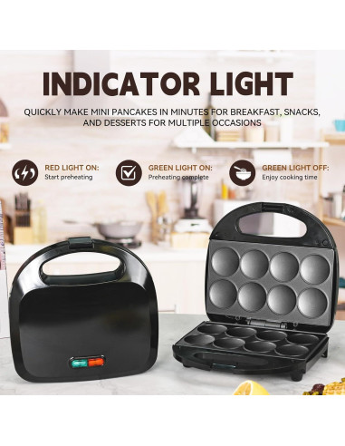 Mini Máquina de Pancakes SISYPHE 750W Antiadherente 8 Pcs