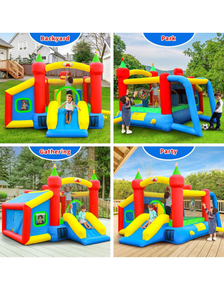 Casa Inflable de Rebote WELLFUNTIME SUVELAM con Tobogán y Piscina Casa Inflable de Rebote WELLFUNTIME SUVELAM con Tobogán y Piscina