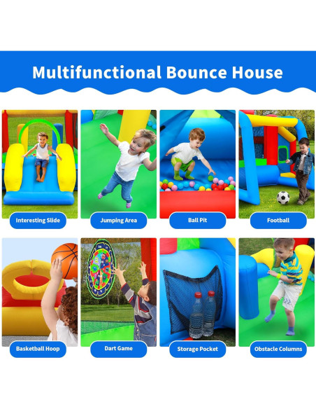 Casa Inflable de Rebote WELLFUNTIME SUVELAM con Tobogán y Piscina Casa Inflable de Rebote WELLFUNTIME SUVELAM con Tobogán y Piscina