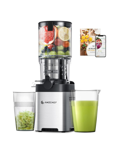 Extractor de Jugo AMZCHEF ZM1902B, Acero Inoxidable, 200W Extractor de Jugo AMZCHEF ZM1902B, Acero Inoxidable, 200W