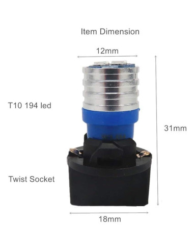 Bombillas LED T10 WLJH Azul 200 Lúmenes Paquete de 6
