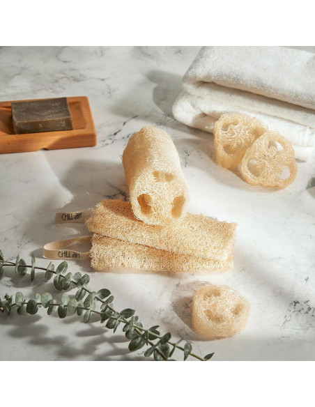 Juego de Esponjas de Lufa Natural Chill Ah - 4 Unidades Exfoliantes Juego de Esponjas de Lufa Natural Chill Ah - 4 Unidades Exfoliantes