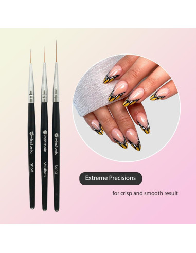 Set de Pinceles de Arte de Uñas Winstonia 3 Pcs - Precisión y Versatilidad