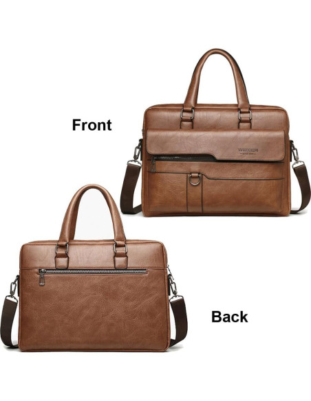 Bolsa Mensajera de Cuero PU para Laptop 15.6" Marrón Bolsa Mensajera de Cuero PU para Laptop 15.6" Marrón