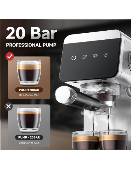 Máquina de Espresso AMZCHEF AZ-EM1501-SV 20 Bar Plata Máquina de Espresso AMZCHEF AZ-EM1501-SV 20 Bar Plata