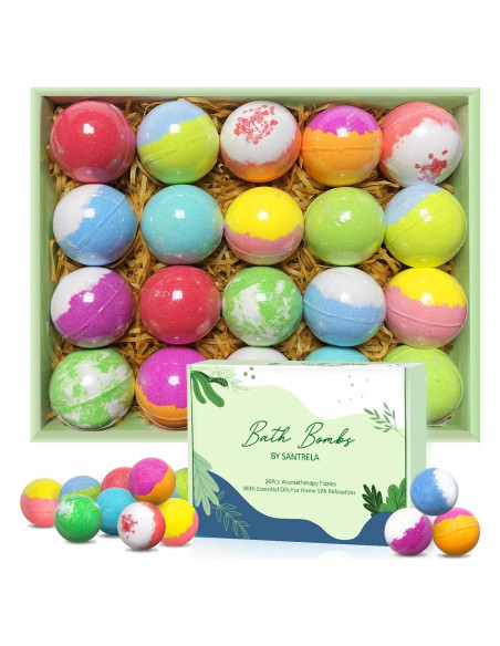 Juego de 20 Bombas de Baño Orgánicas Santrela con Aceites Esenciales Juego de 20 Bombas de Baño Orgánicas Santrela con Aceites Esenciales