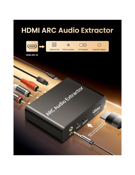 Extractor de Audio HDMI ARC Avedio Links 192KHz a TOSLINK RCA Extractor de Audio HDMI ARC Avedio Links 192KHz a TOSLINK RCA