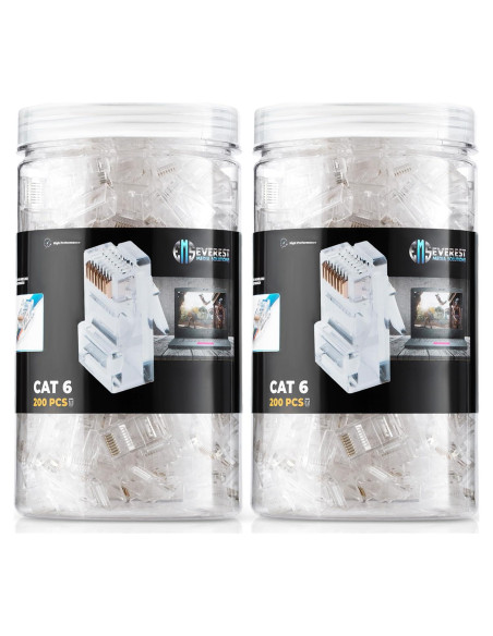 Conectores RJ45 Pasantes Cat6 Everest 400 Piezas - Ethernet Conectores RJ45 Pasantes Cat6 Everest 400 Piezas - Ethernet