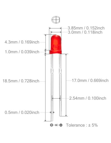 Diodos LED 3mm Rojo CHANZON 100 Piezas Luz Difusa