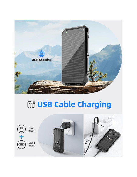 Banco de Energía Solar 20000mAh Nuynix Cargador Inalámbrico 15W Banco de Energía Solar 20000mAh Nuynix Cargador Inalámbrico 15W