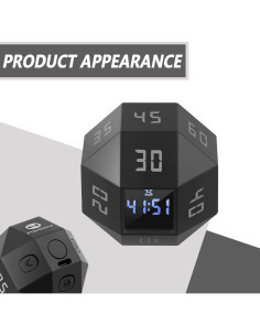 Temporizador Digital 12 Caras BEBESIRI Negro - 1 a 90 Minutos 2