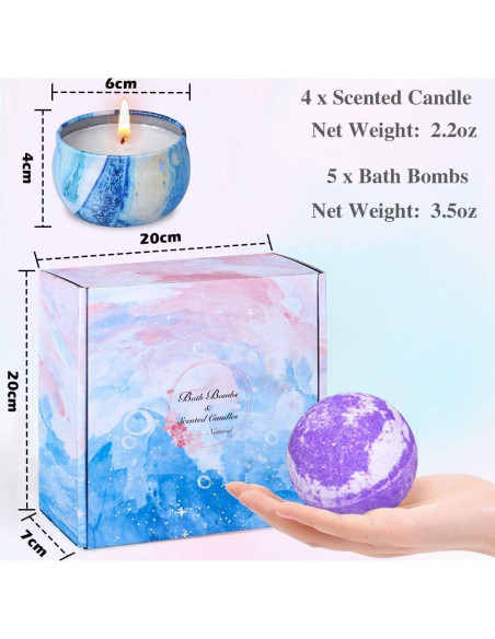 Juego de Regalo de 5 Bombas de Baño y 4 Velas Aromáticas OFUN Juego de Regalo de 5 Bombas de Baño y 4 Velas Aromáticas OFUN